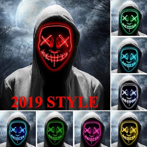 Halloween LED Light Mask Halloween Costume Supplies for Festival ICE BLUE - Picture 7 of 11